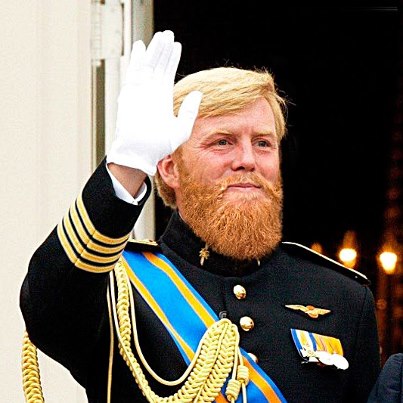Willem-Alexander met Baard in Marine Blauw